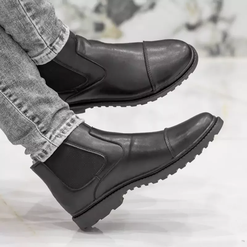 کفش نیم بوت مردانه مشکی بغل کش