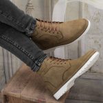 نیم بوت مردانه کرمی بندی