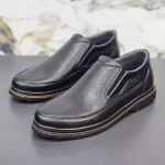 کفش روزمره چرم مردانه مشکی مدل بغل کش