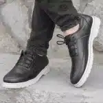 کفش مردانه مشکی زیره سفید مدل کژوال