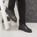 کفش بندی مشکی چرم مردانه