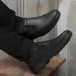 کفش چرم مردانه مشکی بغل کشی راحتی با بهترین قیمت