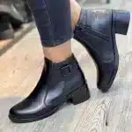 نیم بوت زنانه پاشنه دار مشکی درنا