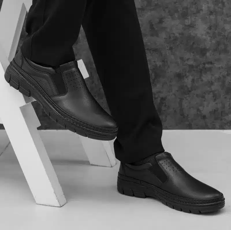 کفش طبی اداری مردانه مشکی بغل کش