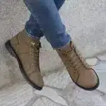 نیم بوت مردانه کرمی بندی روزمره کلاسیک